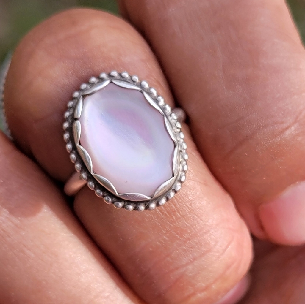 Gorgeous Handmade Native American 925 Sterling Silver Mother Of Pearl Ring 55 72$